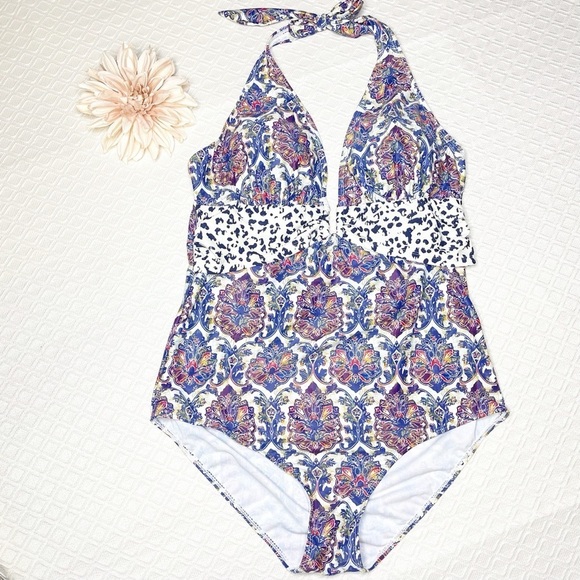 Nicole Miller One Piece Floral Swimsuit Plus Size 3X Nwt - Picture 2 of 8